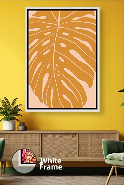 KOSS Dijital Pictură pe pânză înrămată cu model de frunze tropicale în tonuri...