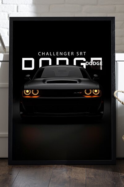 Duvarda Poster cu ramă din lemn negru Dodge Challenger SRT, pictură decorativ...