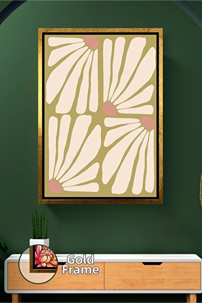 KOSS Dijital Pictură murală cu model de flori pe fundal de muștar, stil boem ...