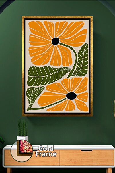 KOSS Dijital Decor de perete abstract cu model de flori și frunze boho portoc...