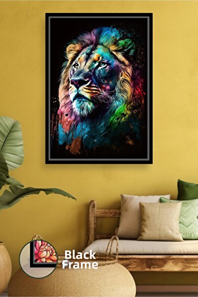 KOSS Dijital Figurină colorată de leu cu efect de vopsea, tematică animală, d...