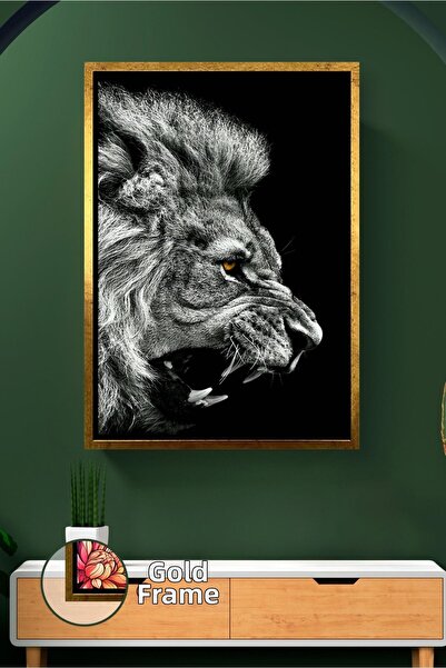 KOSS Dijital Pictură cu leu alb-negru, animal puternic și carismatic, pictură...