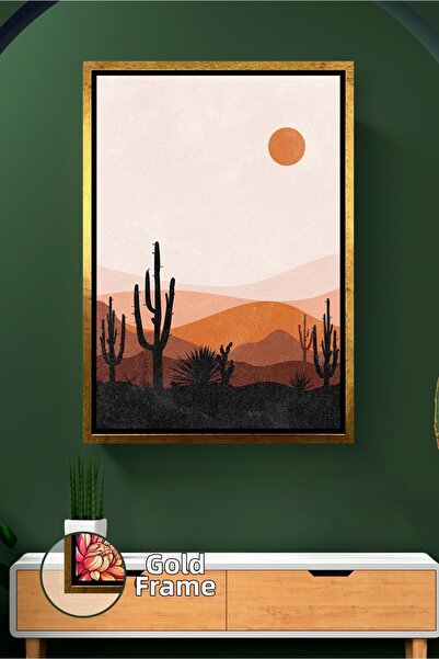 KOSS Dijital Peisaj de deșert cu cactus în tonuri de apus de soare, artă de p...