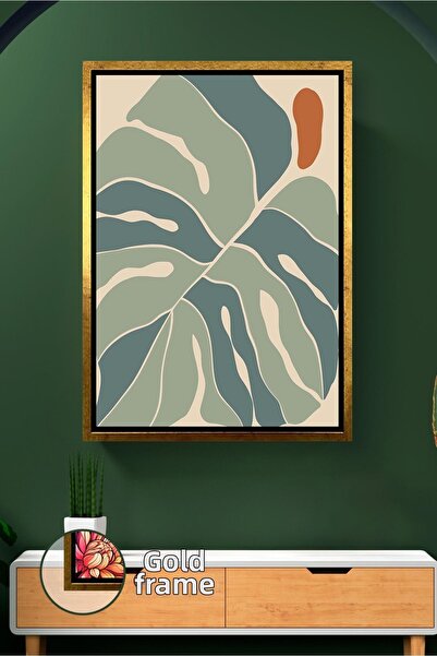 KOSS Dijital Πίνακας σε καμβά με μοντέρνο μοτίβο φύλλων σε στυλ Boho σε πράσι...