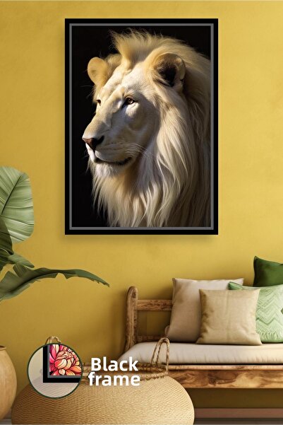 KOSS Dijital Pictură cu leu alb, profil lateral, decor de perete de lux, pict...