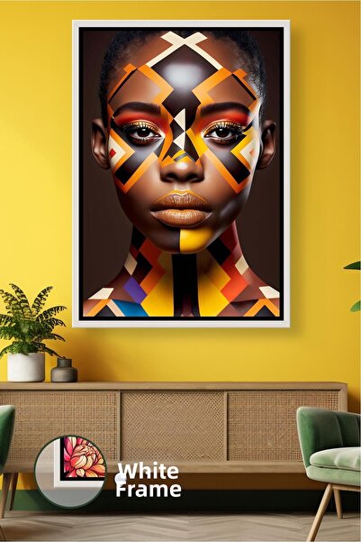 KOSS Dijital Ornament de perete cu față de femeie cu model etnic, decor elega...