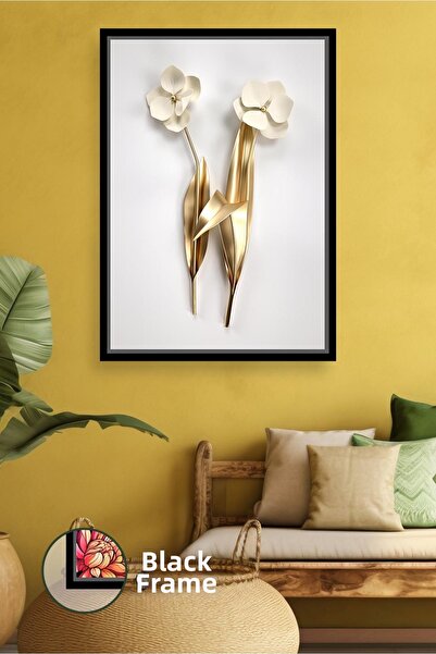 KOSS Dijital Ελάχιστος μοντέρνος πίνακας με λουλούδια σε λευκό φόντο Κομψή δι...