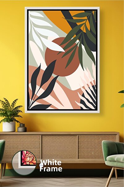 KOSS Dijital Pictură pe pânză înrămată în stil estetic boem, cu forme vegetal...