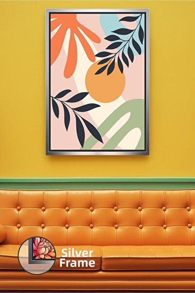 KOSS Dijital Decor de perete vibrant cu model de frunze în culori portocalii ...