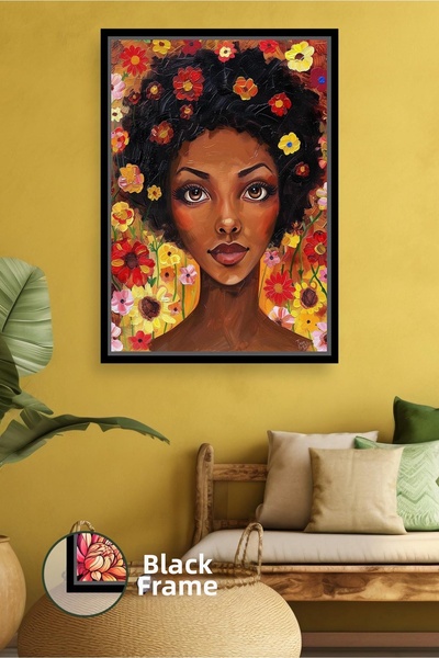 KOSS Dijital Artă de perete cu figură de femeie în flori, portret colorat, de...