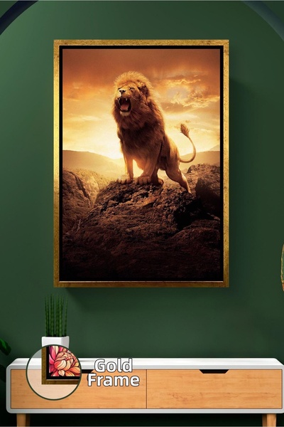 KOSS Dijital Pictură cu apus de soare cu leu Decor cu tematică de animale săl...