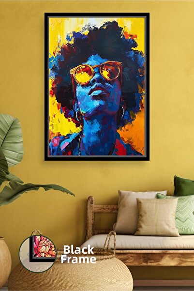 KOSS Dijital Portret de femeie africană cu ochelari, lucrare de artă colorată...