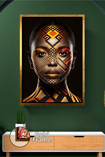 KOSS Dijital Αφρικανική γυναικεία φιγούρα με μαύρο φόντο και κίτρινο πορτοκαλ...