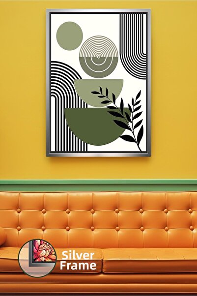 KOSS Dijital Γεωμετρική διακόσμηση τοίχου με μοτίβο φύλλων σε πράσινο και μαύ...