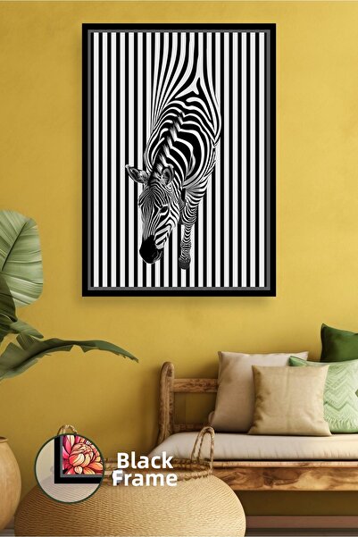 KOSS Dijital Pictură cu zebră alb-negru, în dungi, figură modernă de animal, ...