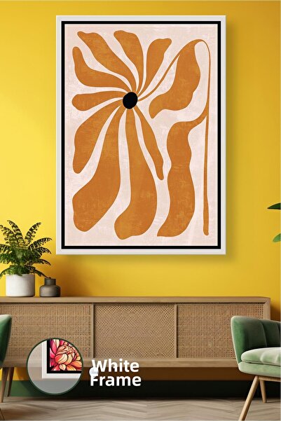 KOSS Dijital Pictură retro boemă cu model de flori galbene muștar, pictură pe...