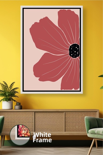 KOSS Dijital Pictură murală cu model de flori de burgundă, în stil boem, deco...