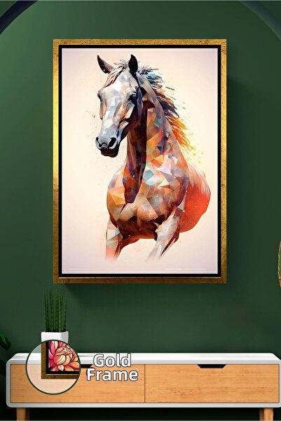 KOSS Dijital Figurină geometrică colorată de cal, artă de perete modernă abst...