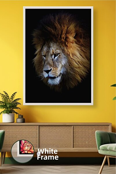 KOSS Dijital Black Background Lion Painting Animal Themed Decor Wild Life Con...