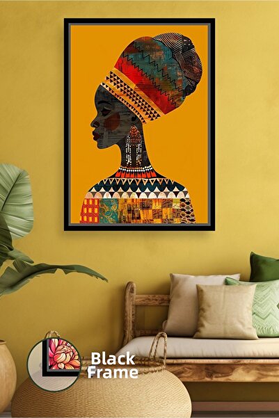 KOSS Dijital Figurină de femeie africană cu model etnic, decorație de perete ...