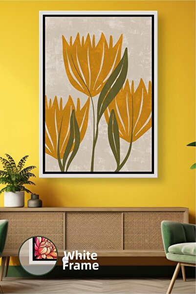 KOSS Dijital Pictură murală cu model de flori galbene Decorare boemă a casei ...