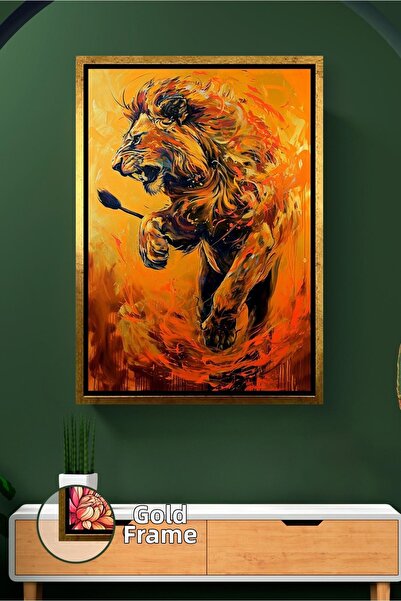 KOSS Dijital Pictură cu leu cu efect de foc, putere, conducere, decor de pere...