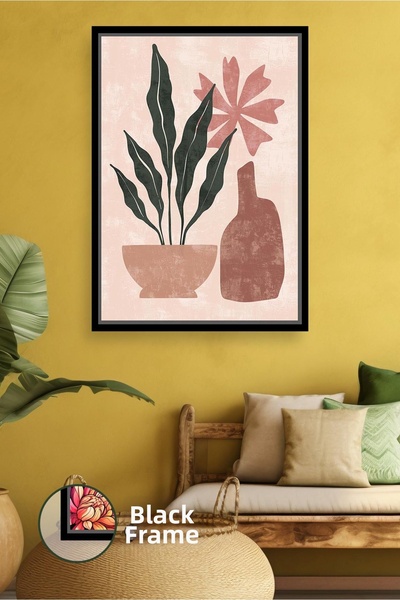 KOSS Dijital Pictură de perete cu model de plante boeme, în tonuri de pământ ...