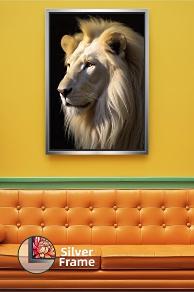 KOSS Dijital Pictură cu leu alb, profil lateral, decor de perete de lux, pict...