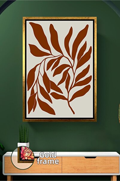 KOSS Dijital Decor de perete cu model de frunze maro în stil boem, pictură pe...