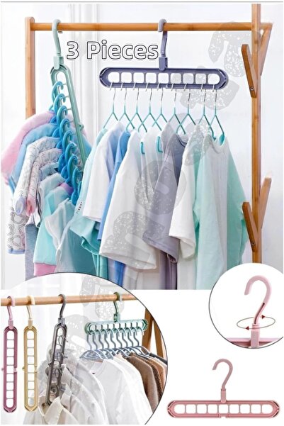 Manosta (3 قطع) شماعة سحرية متعددة الوظائف لتنظيم الملابس داخل الخزانة، شماعة...