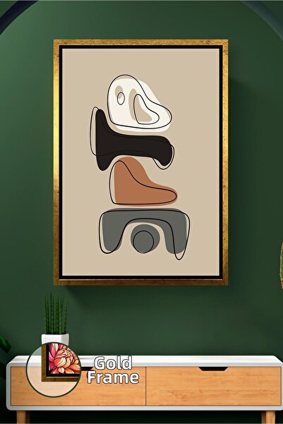 KOSS Dijital Artă boemă, forme abstracte, pictură pe pânză înrămată, în tonur...