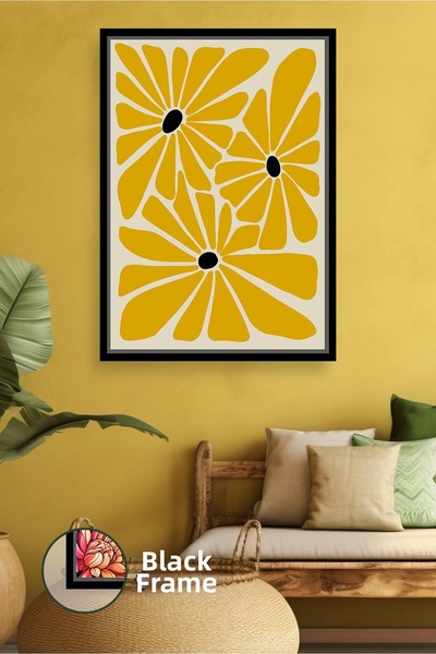 KOSS Dijital Μοντέρνος καμβάς επιτραπέζιος πίνακας με κίτρινο σχέδιο λουλουδι...