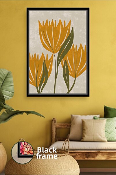 KOSS Dijital Pictură murală cu model de flori galbene Decorare boemă a casei ...