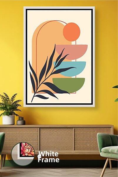 KOSS Dijital Decor de perete modern cu frunze în formă geometrică colorată, d...