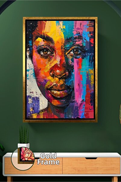 KOSS Dijital Portret colorat al feței unei femei africane, pictură pe pânză î...