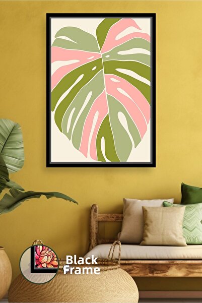 KOSS Dijital Model de frunze tropicale în tonuri de roz pudrat și verde măsli...