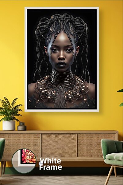 KOSS Dijital Portret de femeie cu păr împletit pe fundal negru, decor modern ...