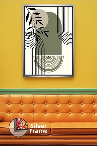 KOSS Dijital Decor de perete modern cu model de frunze verzi cu dungi negre, ...