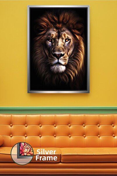 KOSS Dijital Πίνακας τοίχου με αρσενικό λιοντάρι σε σκούρο τόνο με θέμα τα ζώ...