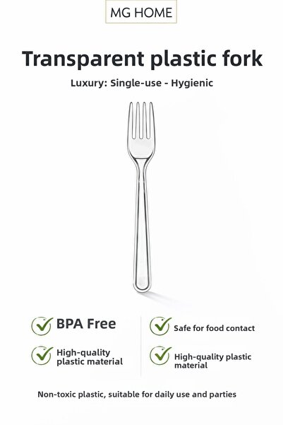 VENON 100 قطعة شوكة 💚   شوكة بلاستيكية شفافة عالية الجودة 🍴   أدوات مائدة فاخرة للاستخدام مرة واحدة خالية من مادة BPA 🍴