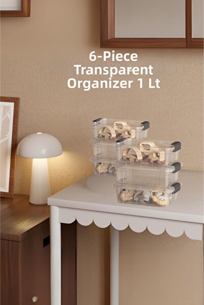 Depa 6-Piece Transparent Storage Box & Organizing Box 1 Lt