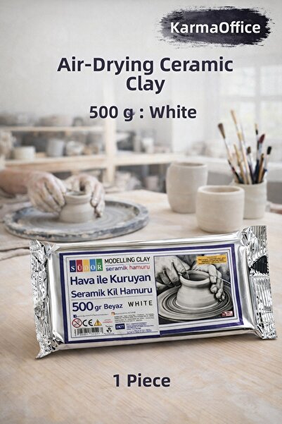 KarmaOfis Air Dry Ceramic Clay Dough 500 Gr White – 1 Piece