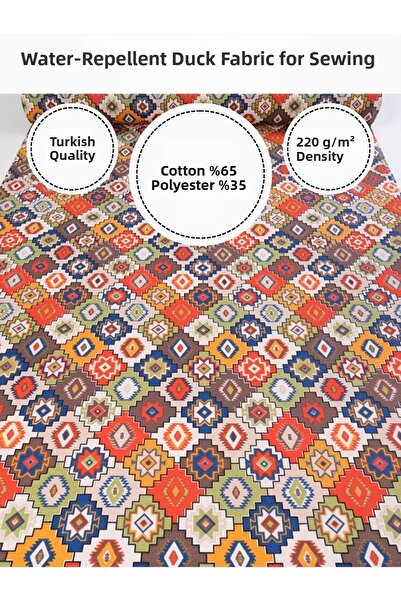 FabricMarket Patterned Water Repellent Duck Fabric |   65% Cotton 35% Polyest...