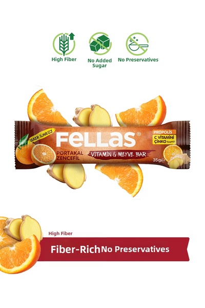 Fellas فيتامين فروت بار - بالبرتقال والزنجبيل 35 جم × 12 قطعة