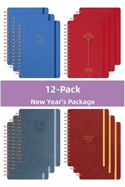 DİVAL 12-Piece Academic Agenda New Year Gift Set - 15X21 cm - Fabric and Vega...