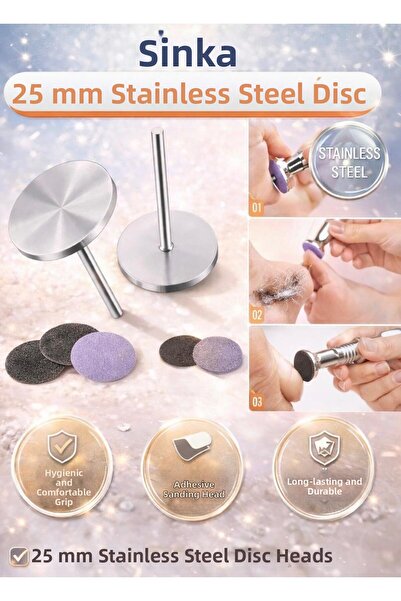 SİNKA رأس Pododisk رأس معدني لطحن الأقراص لباديكير كعب الأظافر Pro 25 مم طرف ...