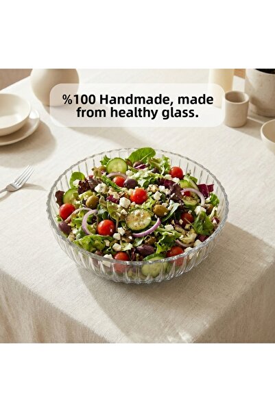 Glamis Selen Concept Linea Drop Model Handmade Glass Salad and Fruit Bowl Dou...