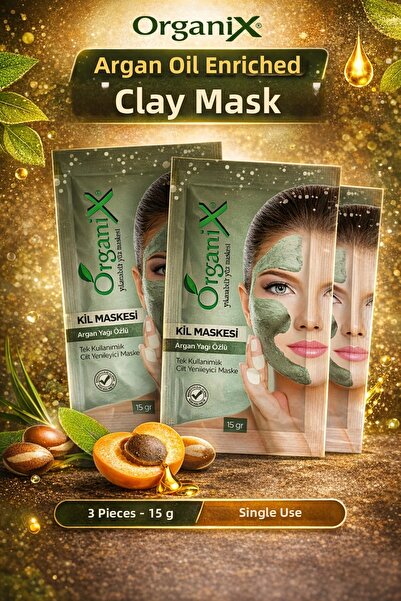 Organix قناع الطين ذو الاستخدام الواحد بخلاصة زيت الأرغان - قناع تجديد البشرة...