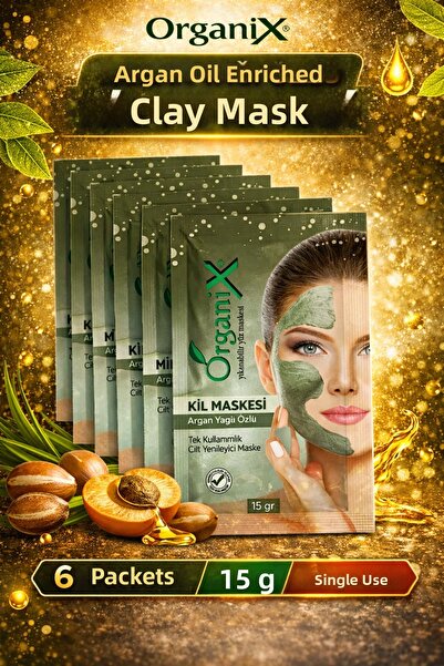 Organix قناع الطين للاستخدام مرة واحدة بخلاصة زيت الأرغان - قناع تجديد البشرة...
