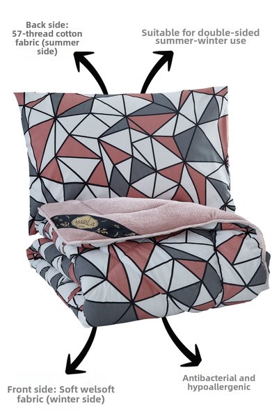 MARLA HOME Geometric Patterned Single Reversible Welsoft Duvet Set Wellsoft Blanket Fluffy Soft Yo